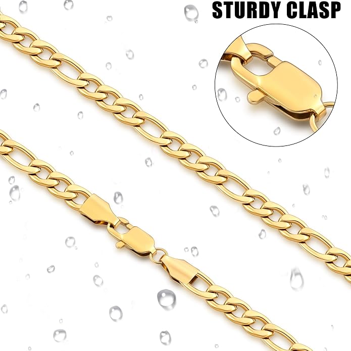 Gold Plated Stainless Steel Chain Necklace for Men, 26 Inches