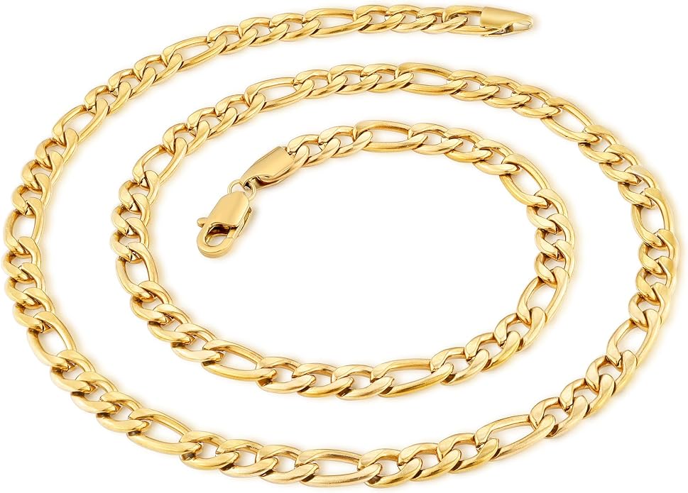 Gold Plated Stainless Steel Chain Necklace for Men, 26 Inches