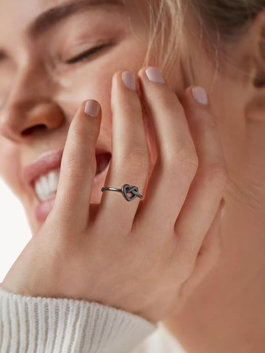 Sterling Silver Heart Ring with Gold Plating and Polished Finish, Sizes 4-12