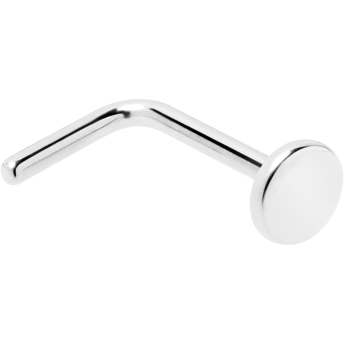 L-Shaped Titanium Nose Ring 20G with 3mm Flat Disc End, 6mm Post