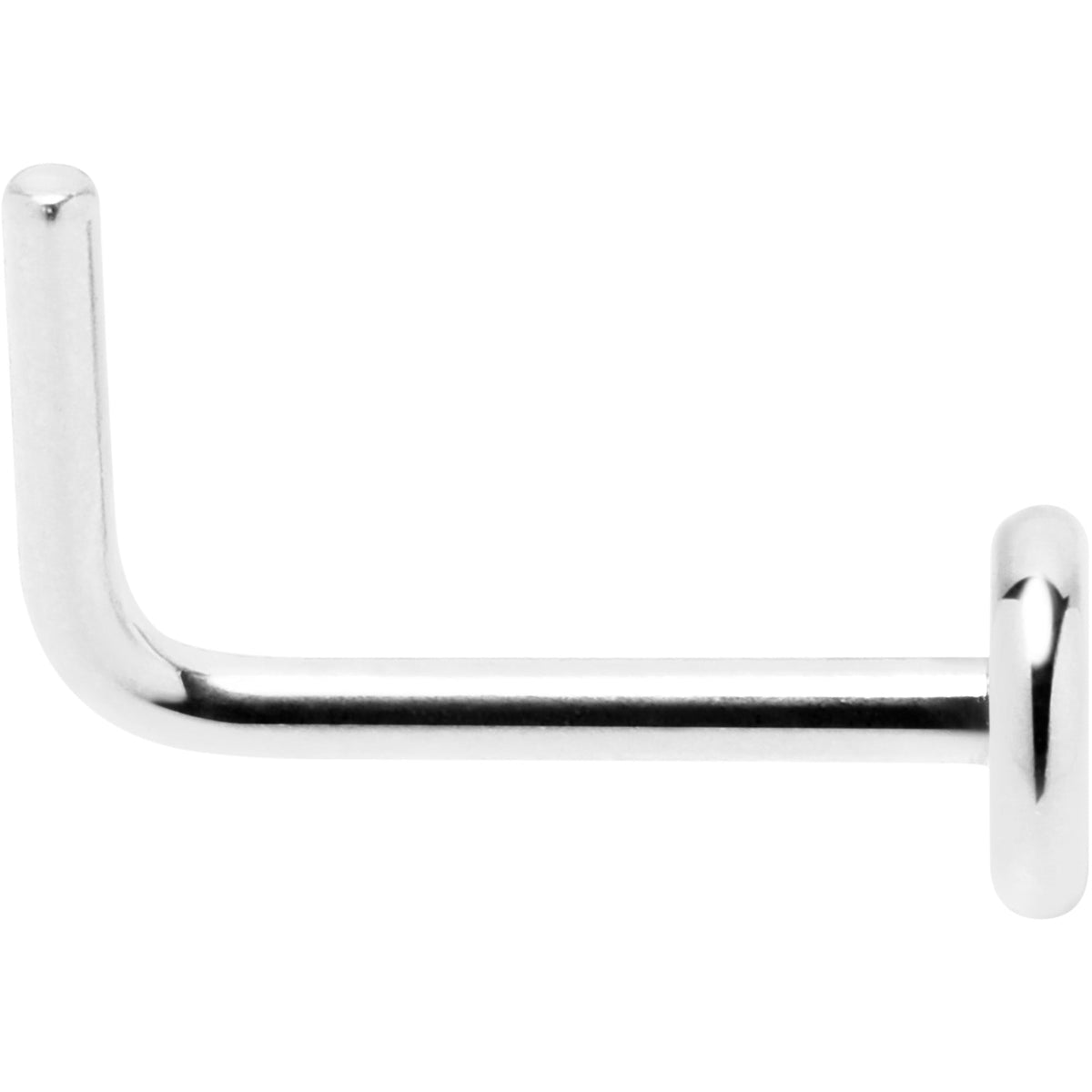 L-Shaped Titanium Nose Ring 20G with 3mm Flat Disc End, 6mm Post