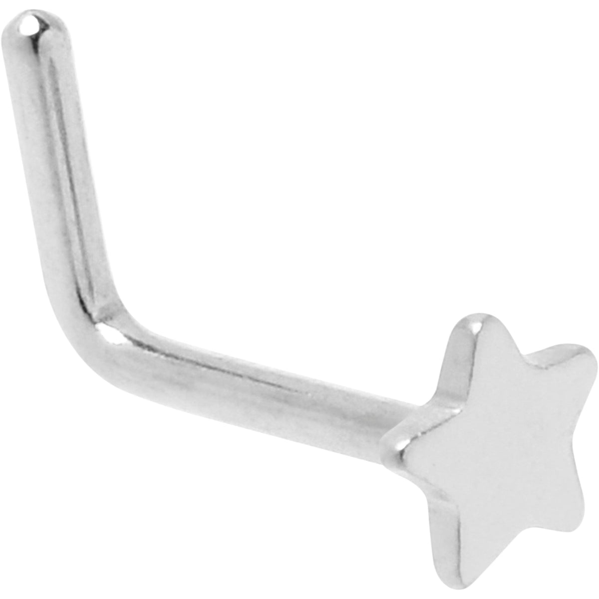 Star Charm L Shaped Nose Ring for 20G Nostril Piercings with Titanium Post