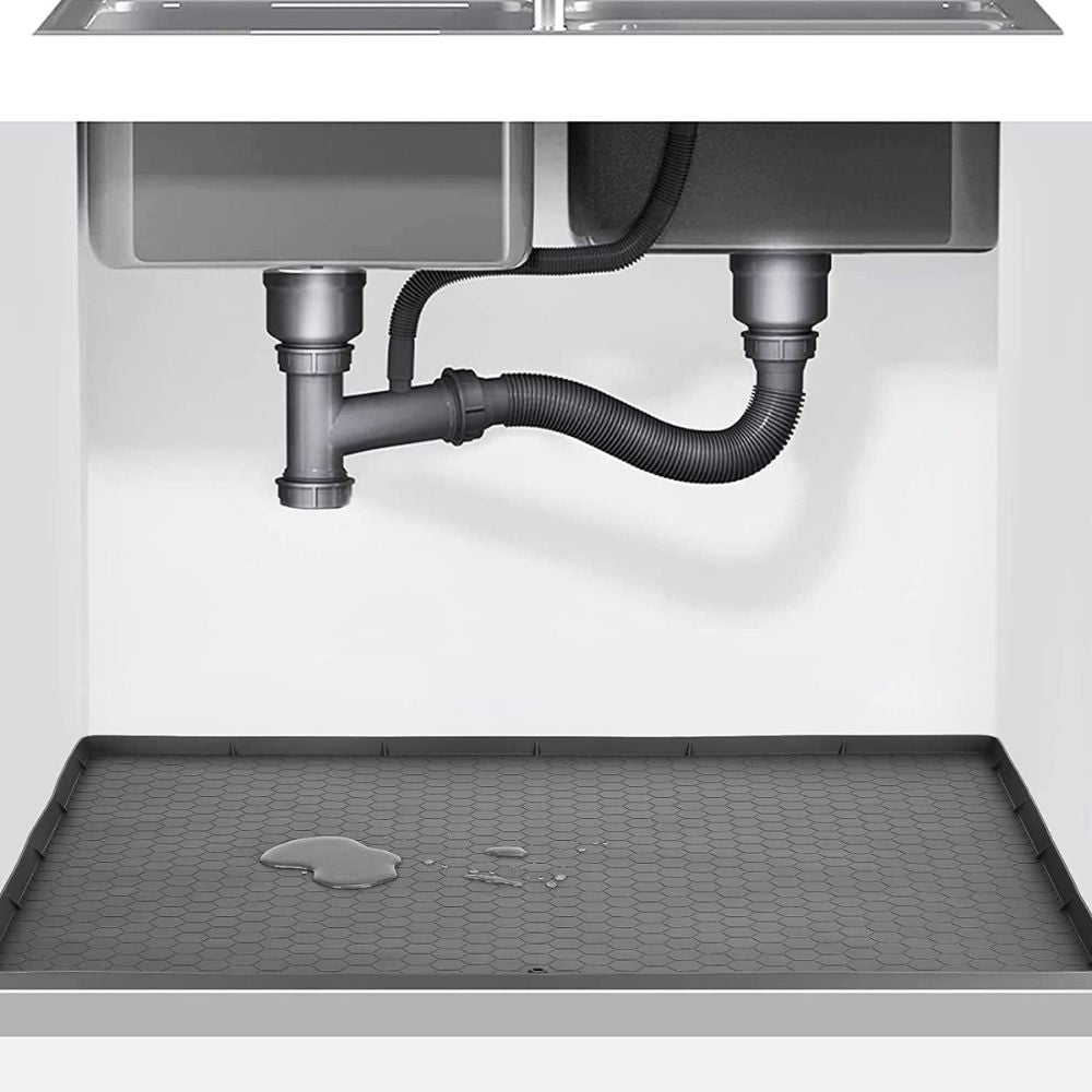 Silicone Under Sink Mat with Raised Edges and Non-Slip Surface, Rectangular