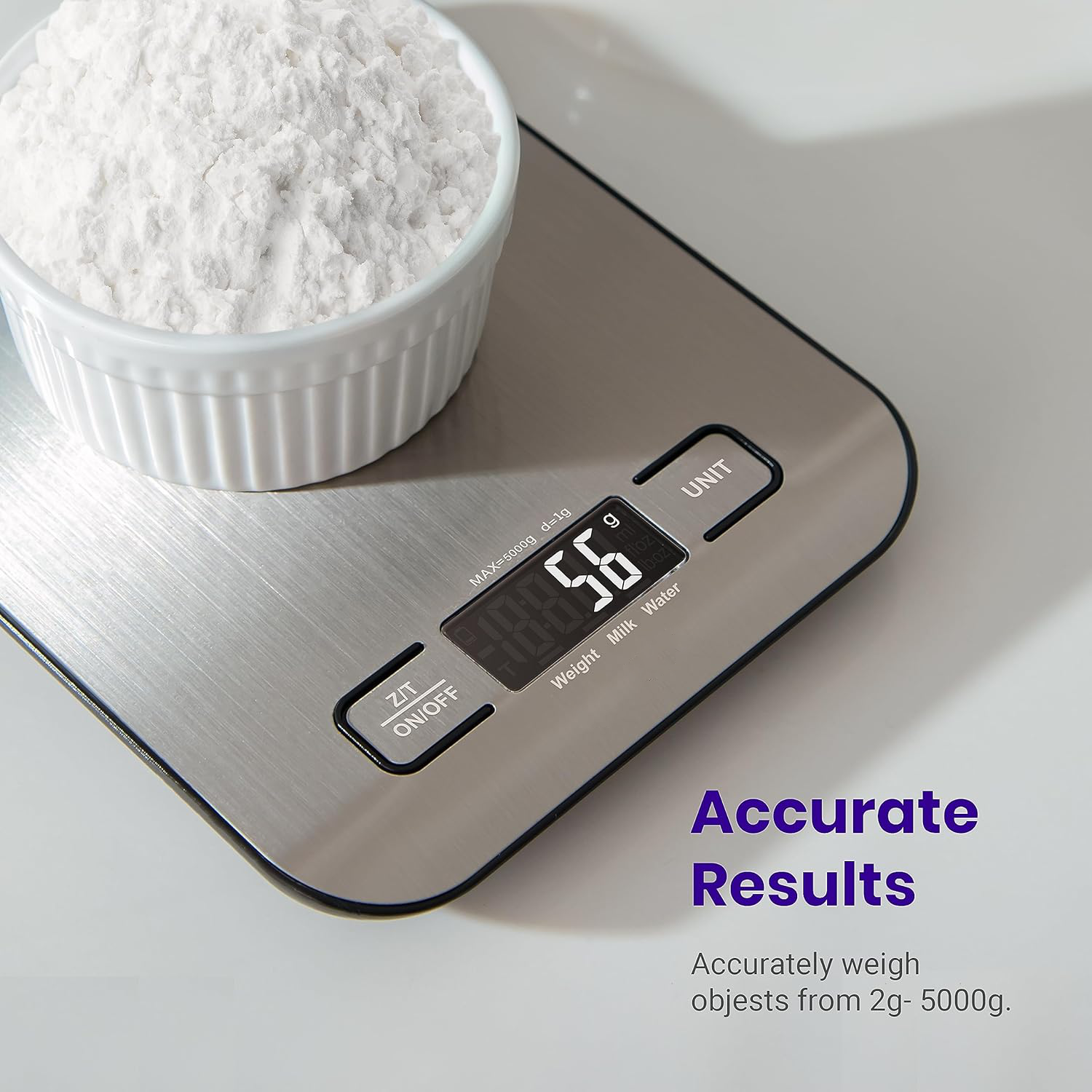 Kitchen Scale with Backlit Display and Multiple Unit Conversion, Stainless Steel