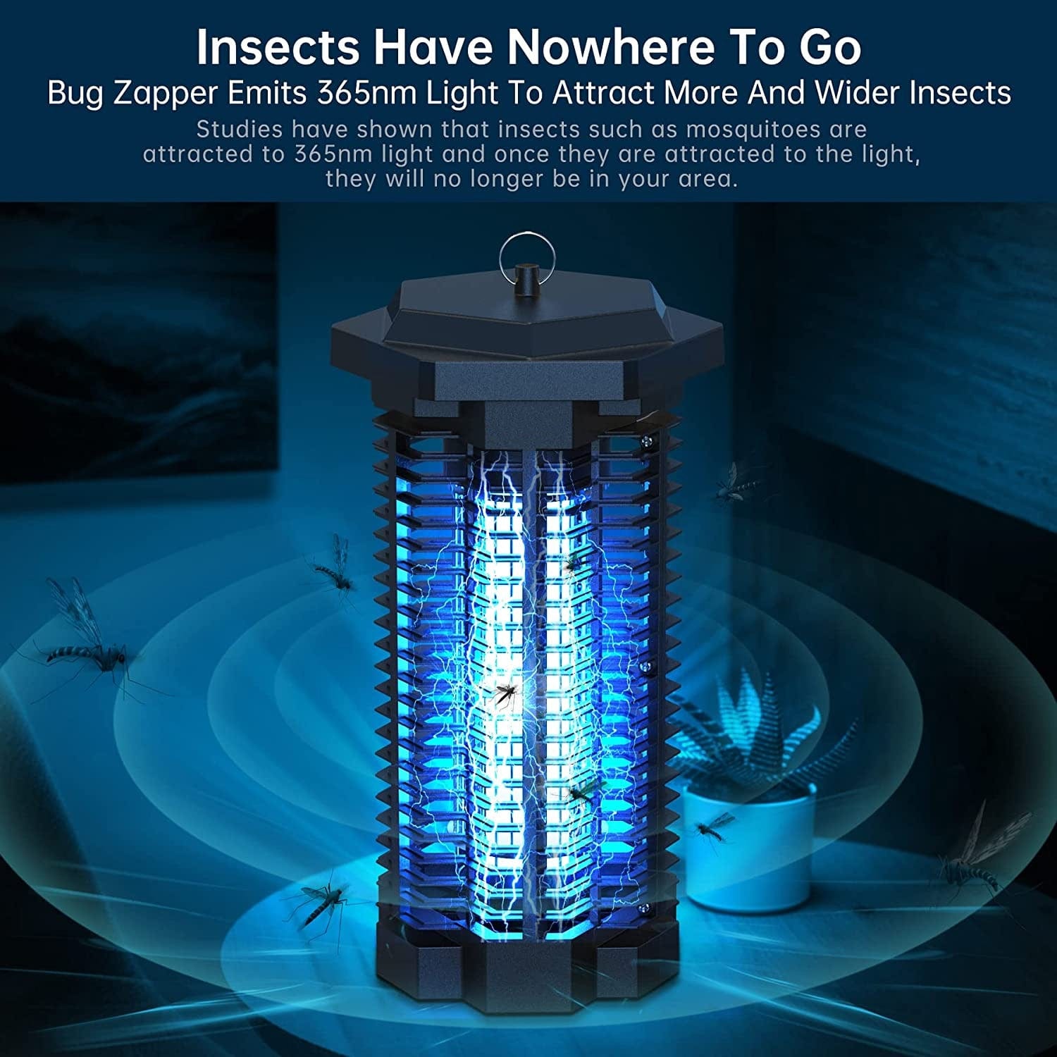 UV Insect Eliminator with Electric Grid and 13W UVA Bulb