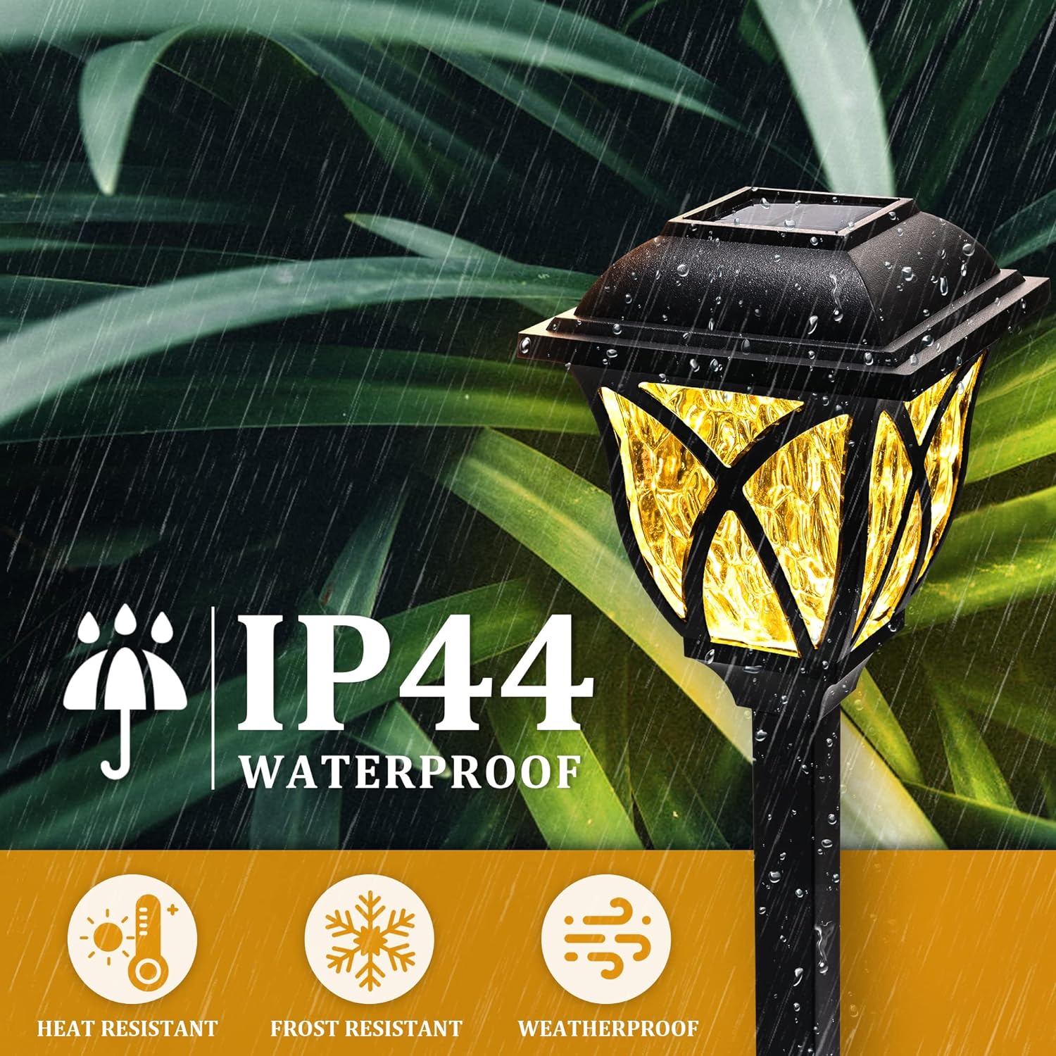 Solar Pathway Lights with Water-Ripple Pattern and Auto On-Off, 6-Pack