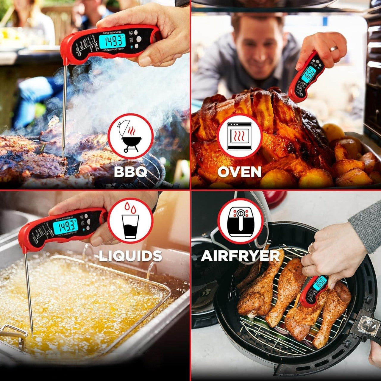 Digital Meat Thermometer with 2-3 Second Response Time and Backlit Display