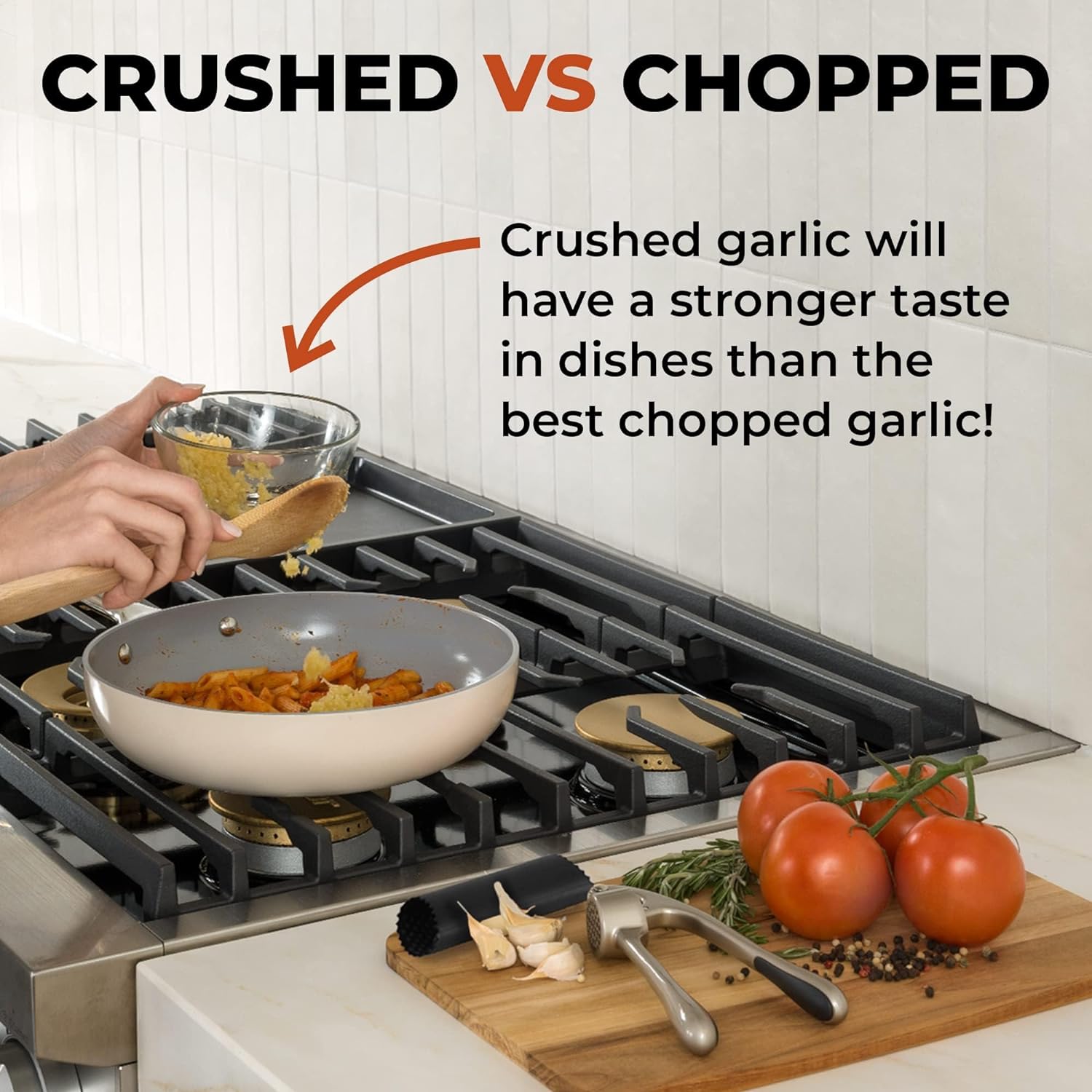 Garlic Press with One-Handed Operation and 37 Precision Holes