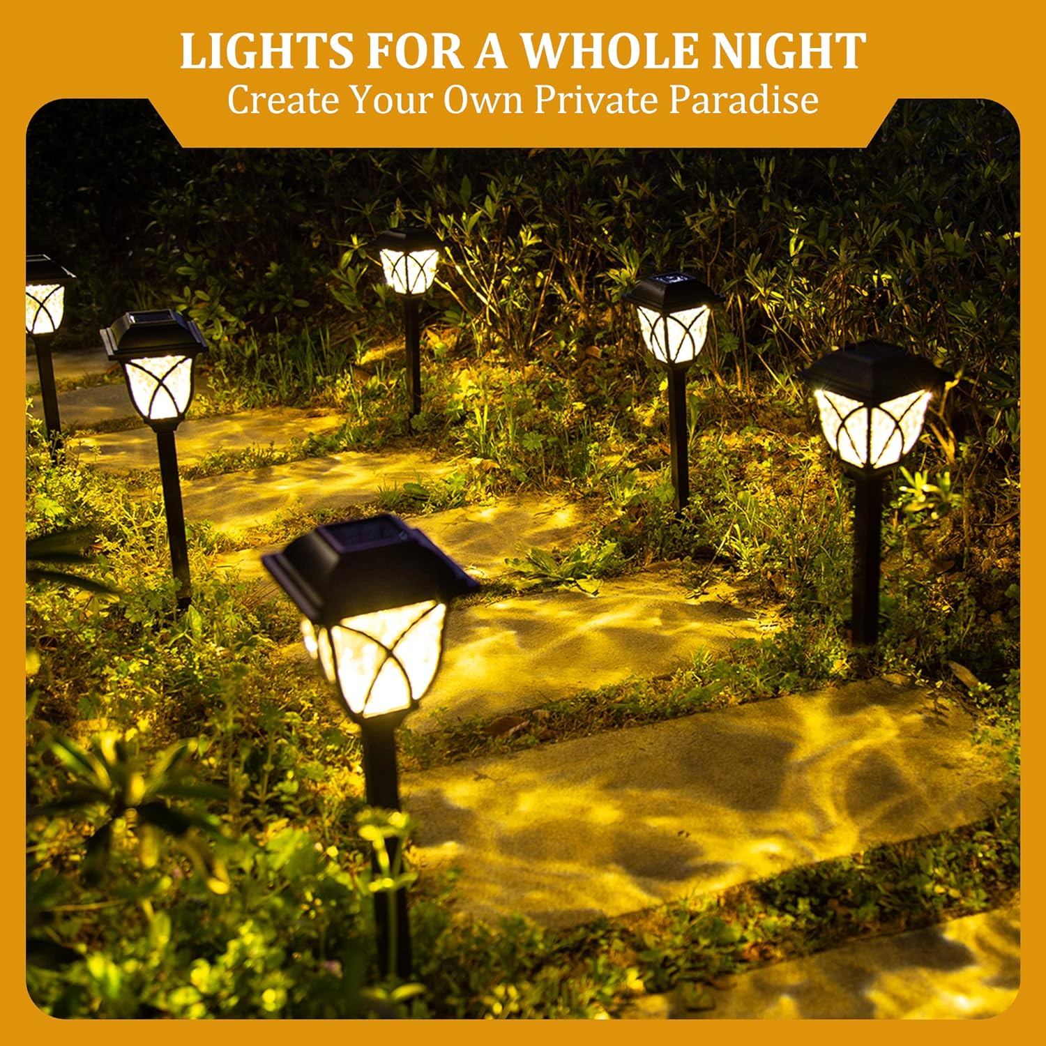 Solar Pathway Lights with Water-Ripple Pattern and Auto On-Off, 6-Pack