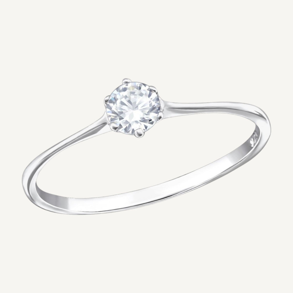 Recycled 925 Sterling Silver & Cubic Zirconia - Promise to Me Solitaire Ring