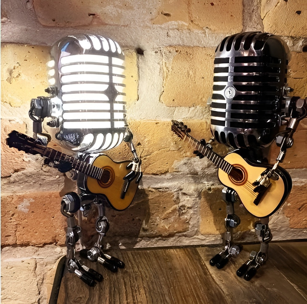 Poseable Robot Microphone Desk Lamp with LED Lighting and Adjustable Joints