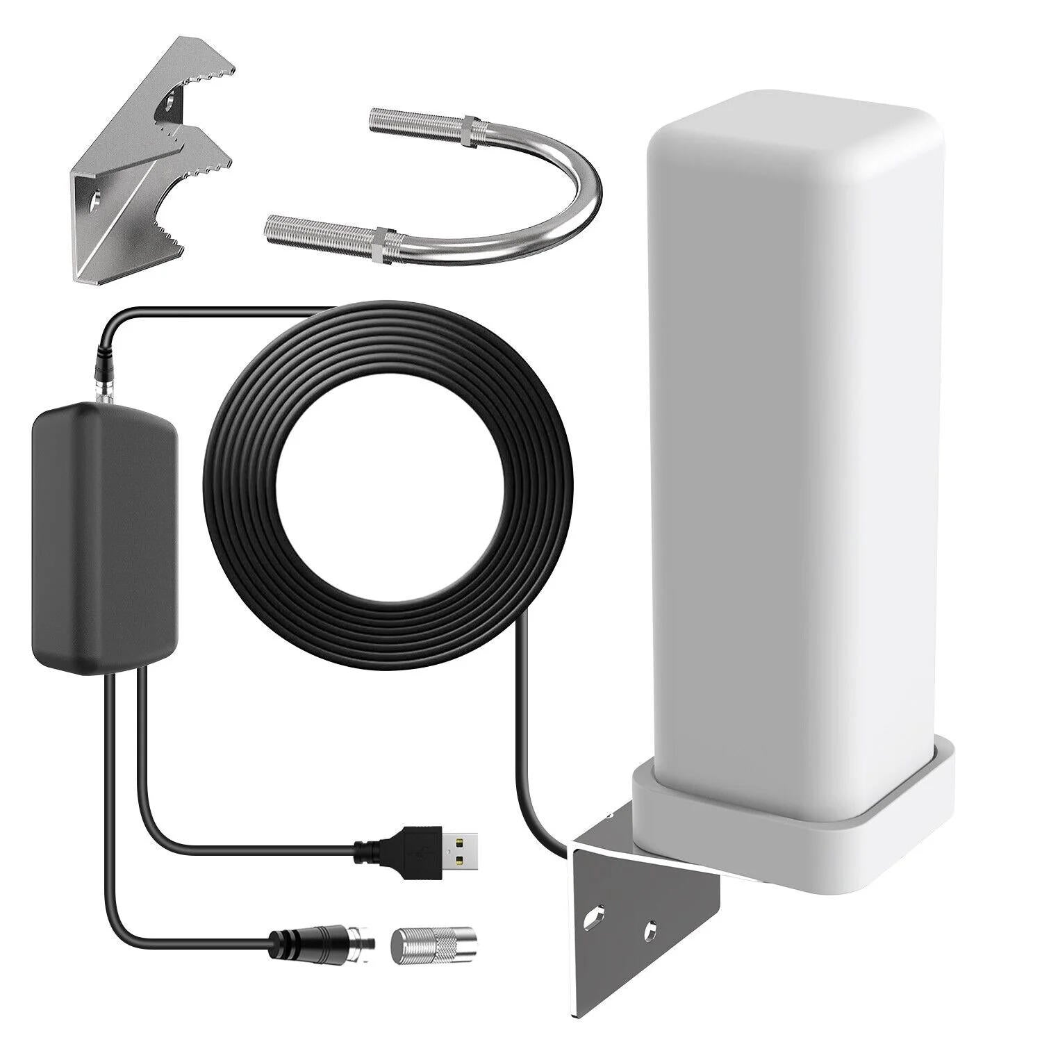 360-Degree Outdoor HDTV Antenna with Signal Amplifier and Interference Filter