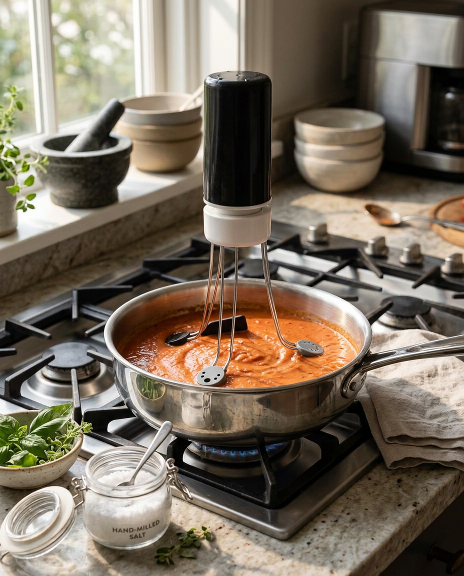 Automatic Stirrer with Adjustable Speed Settings and Heat-Resistant Silicone