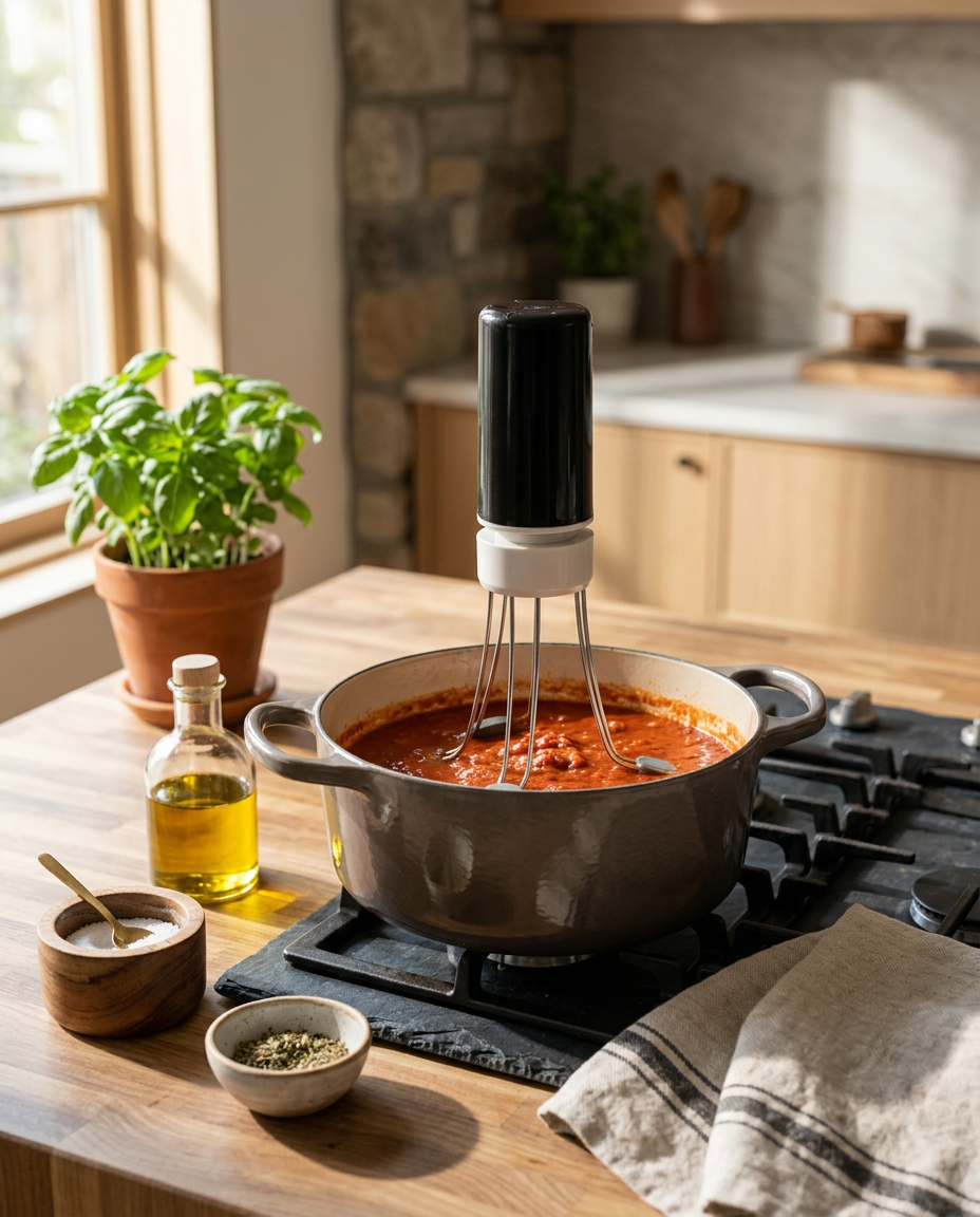Automatic Stirrer with Adjustable Speed Settings and Heat-Resistant Silicone