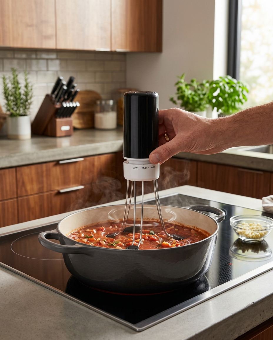 Automatic Stirrer with Adjustable Speed Settings and Heat-Resistant Silicone