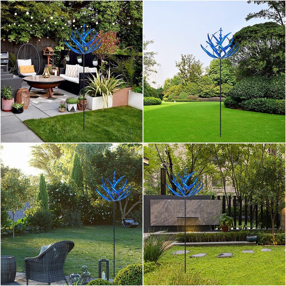 Rotating Metal Garden Spinner with Bearing System and Ground Stake