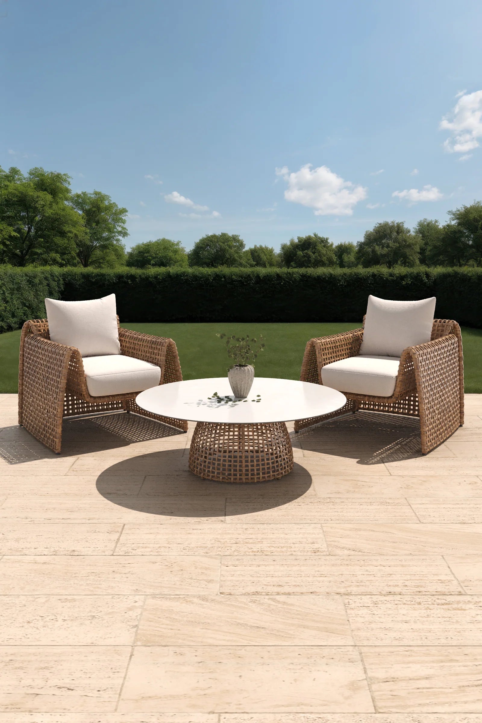 Outdoor Lounge Set Honey Brown 3-Piece, Patio Seating