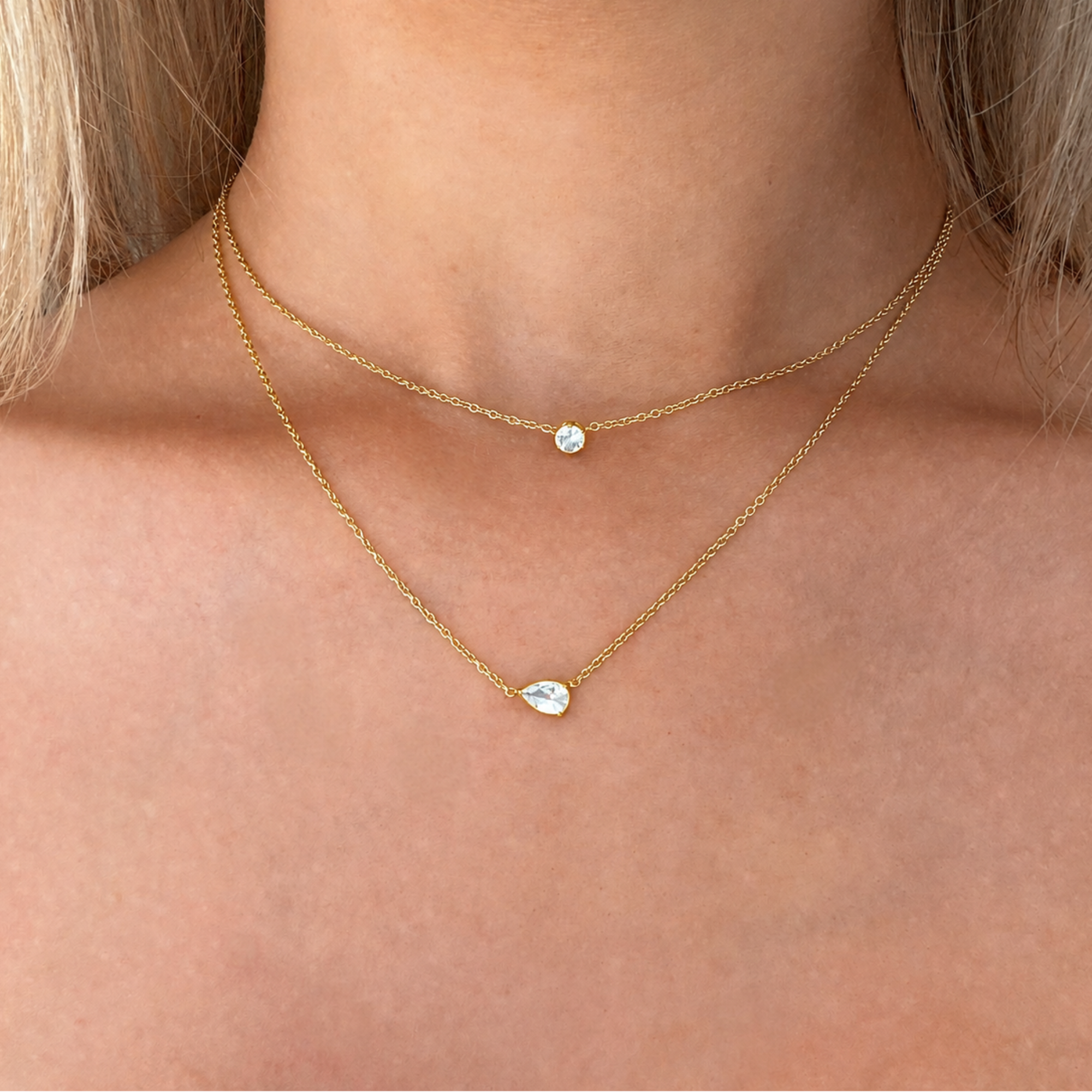 Layered Chain Necklace Set with 13 and 15 Inch Chains