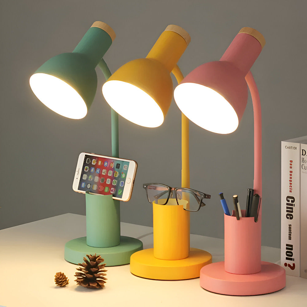 LED Table Lamp with Adjustable Rotating Head and Pen Holder