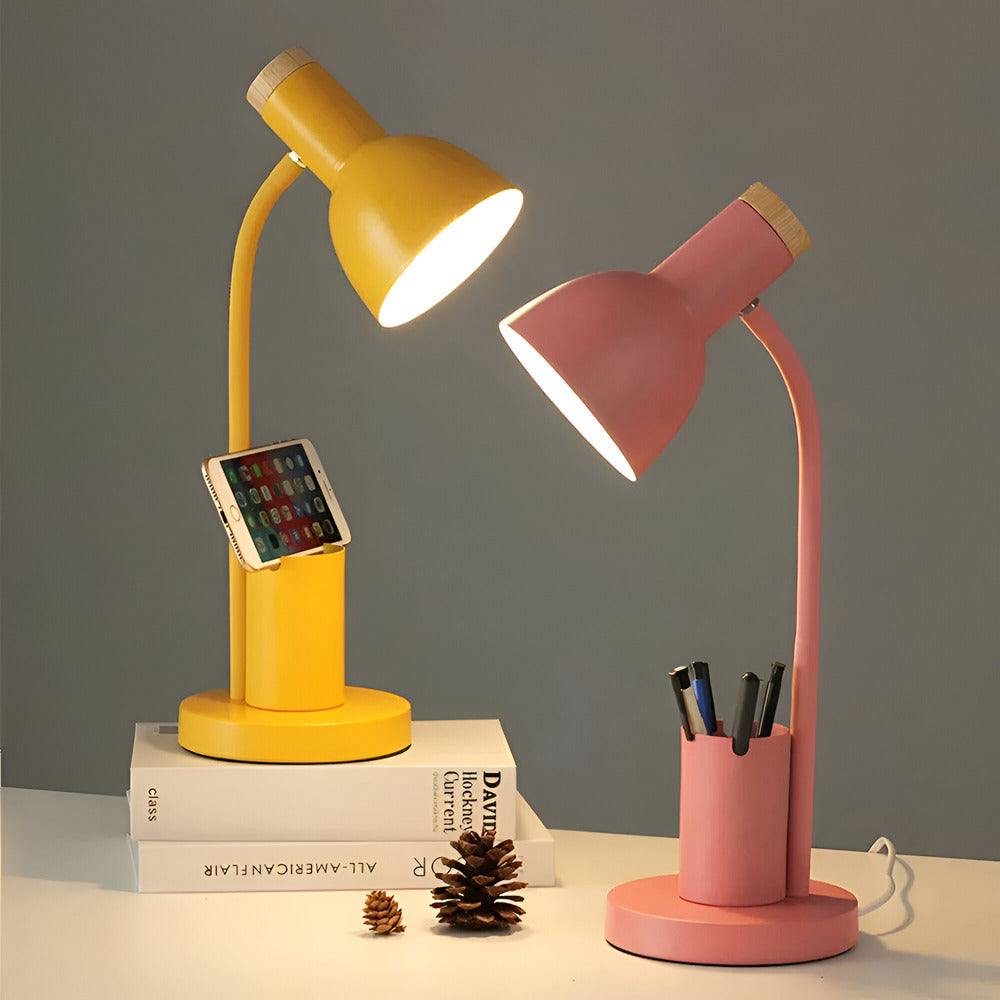 LED Table Lamp with Adjustable Rotating Head and Pen Holder