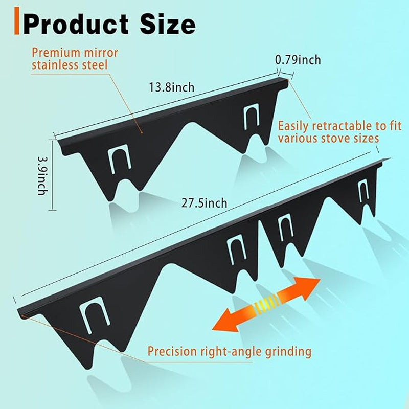 Adjustable Stainless Steel Stove Gap Cover with Telescoping Design, Dishwasher Safe