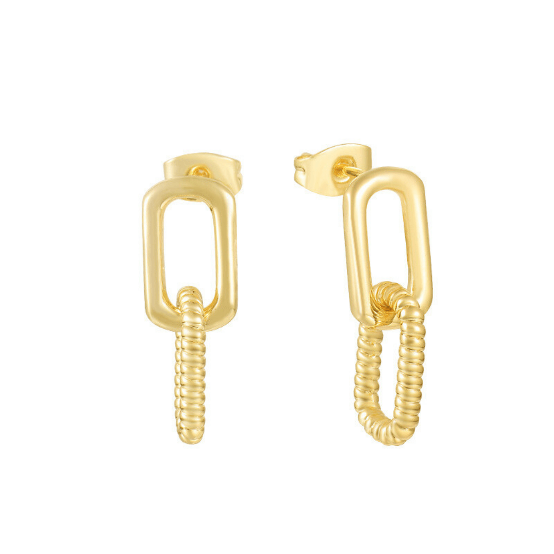 Metal Chain Link Pendant Earrings with Dangling Design