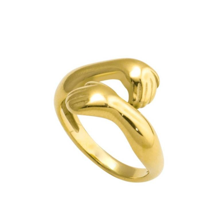 Hug-Shaped Stainless Steel Ring