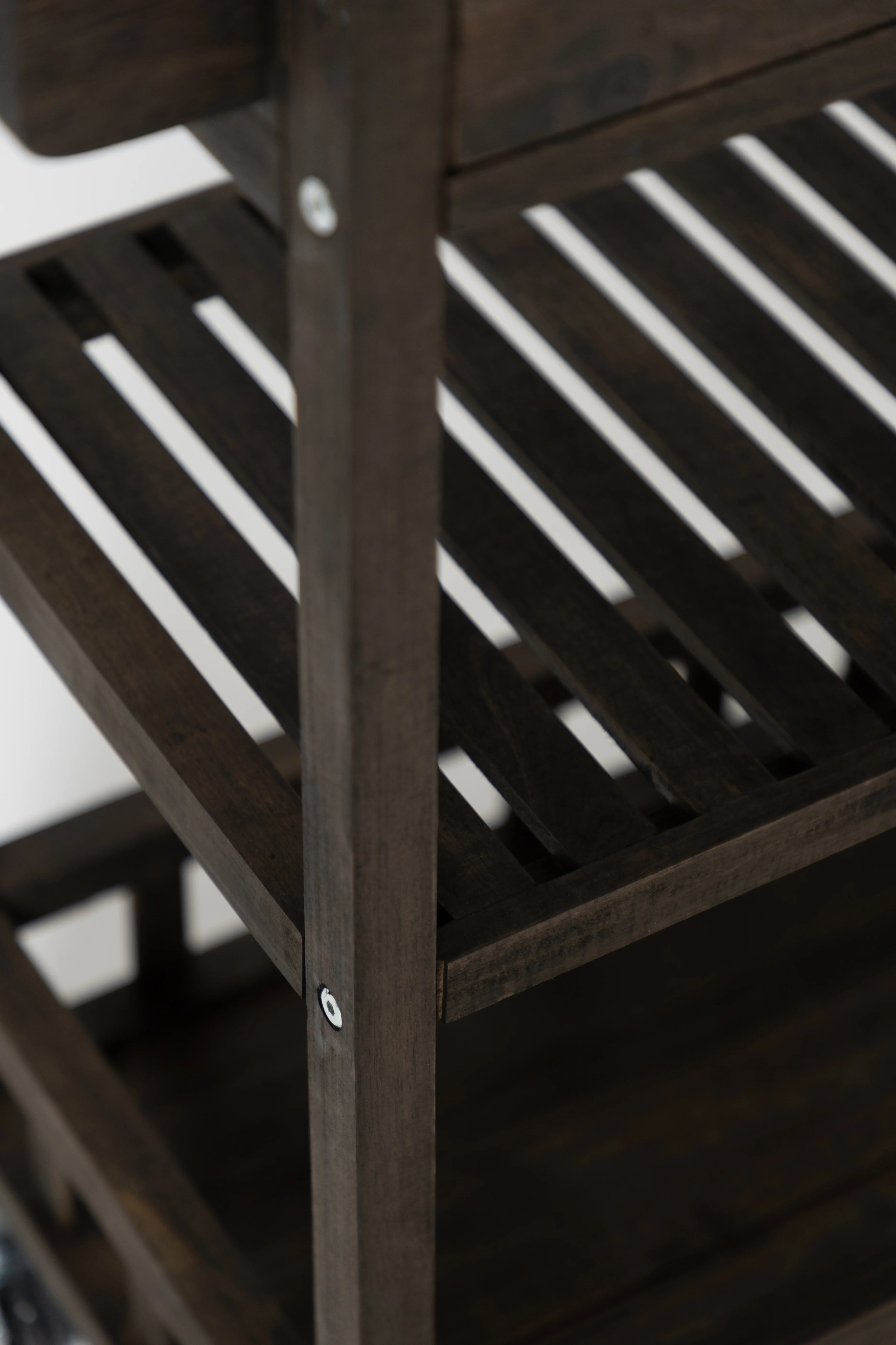 Wooden Trolley Espresso Finish, 3-Tier Mobile Cart, Serving & Storage