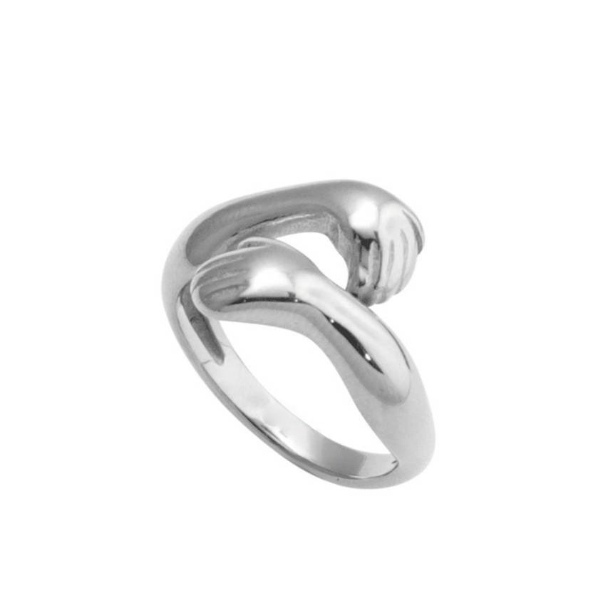 Hug-Shaped Stainless Steel Ring