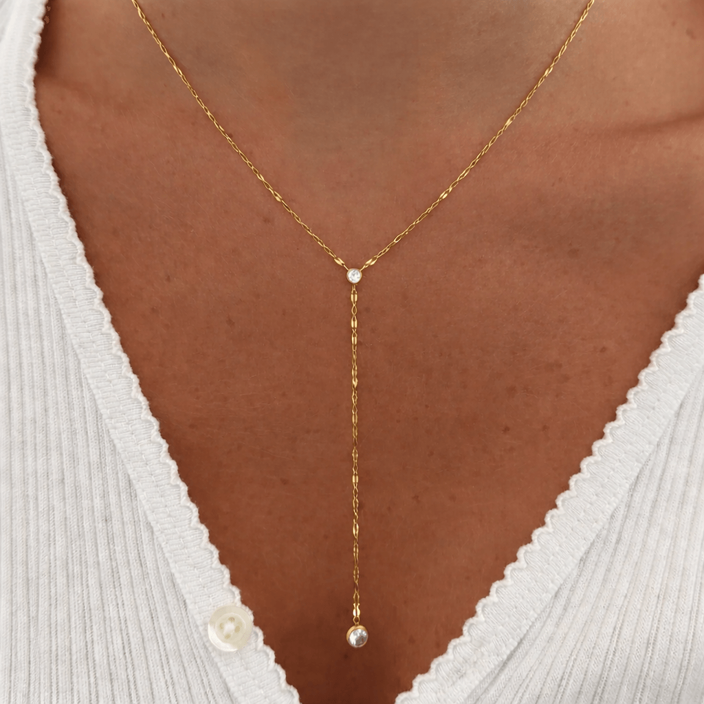 Gemstone Pendant Lariat Necklace with Adjustable Length and Celestial Design