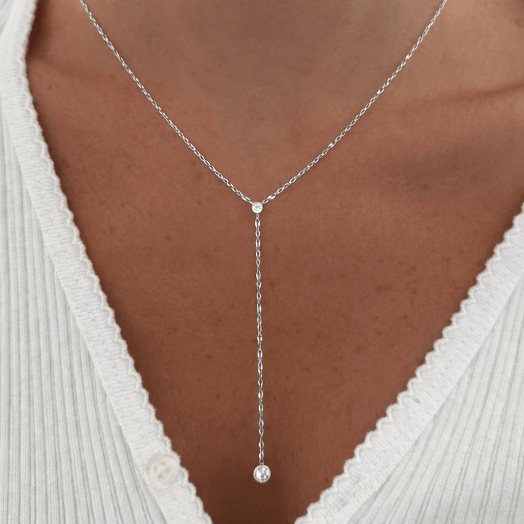 Gemstone Pendant Lariat Necklace with Adjustable Length and Celestial Design