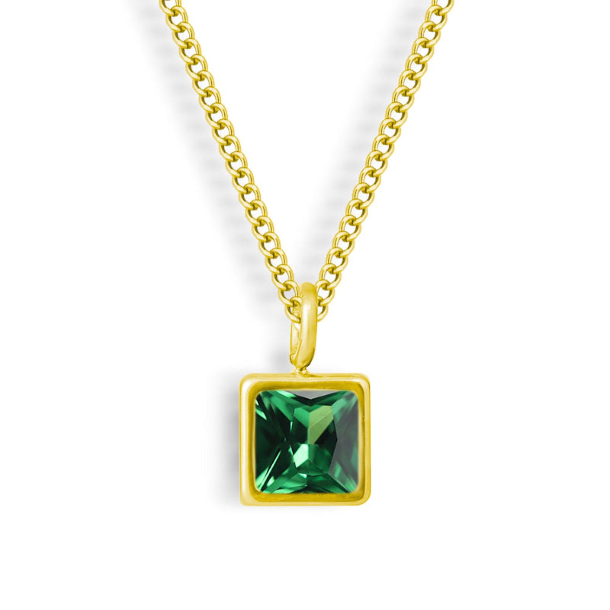 Square-Cut Stone Ring with Gold-Tone Band and Geometric Design