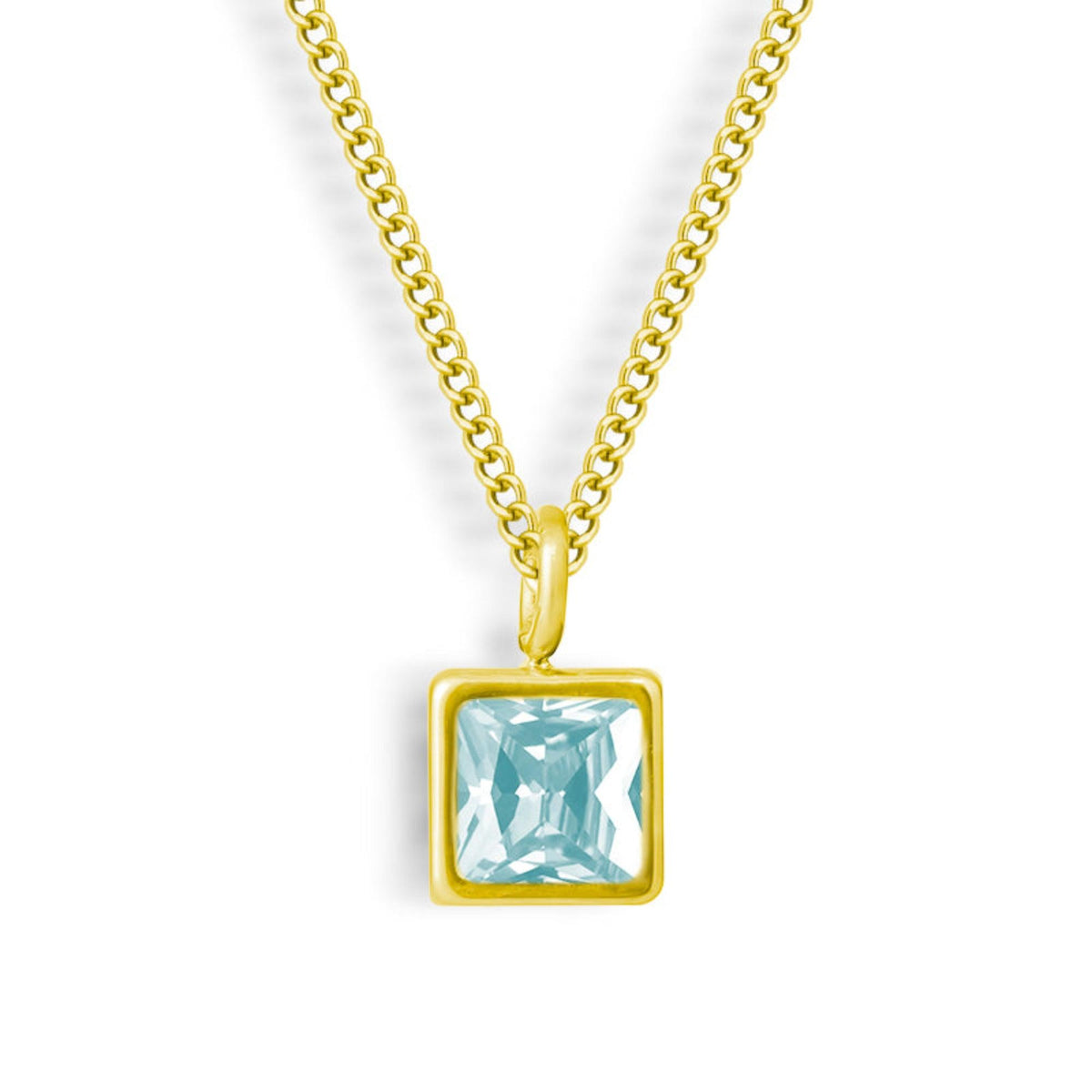 Square-Cut Stone Ring with Gold-Tone Band and Geometric Design