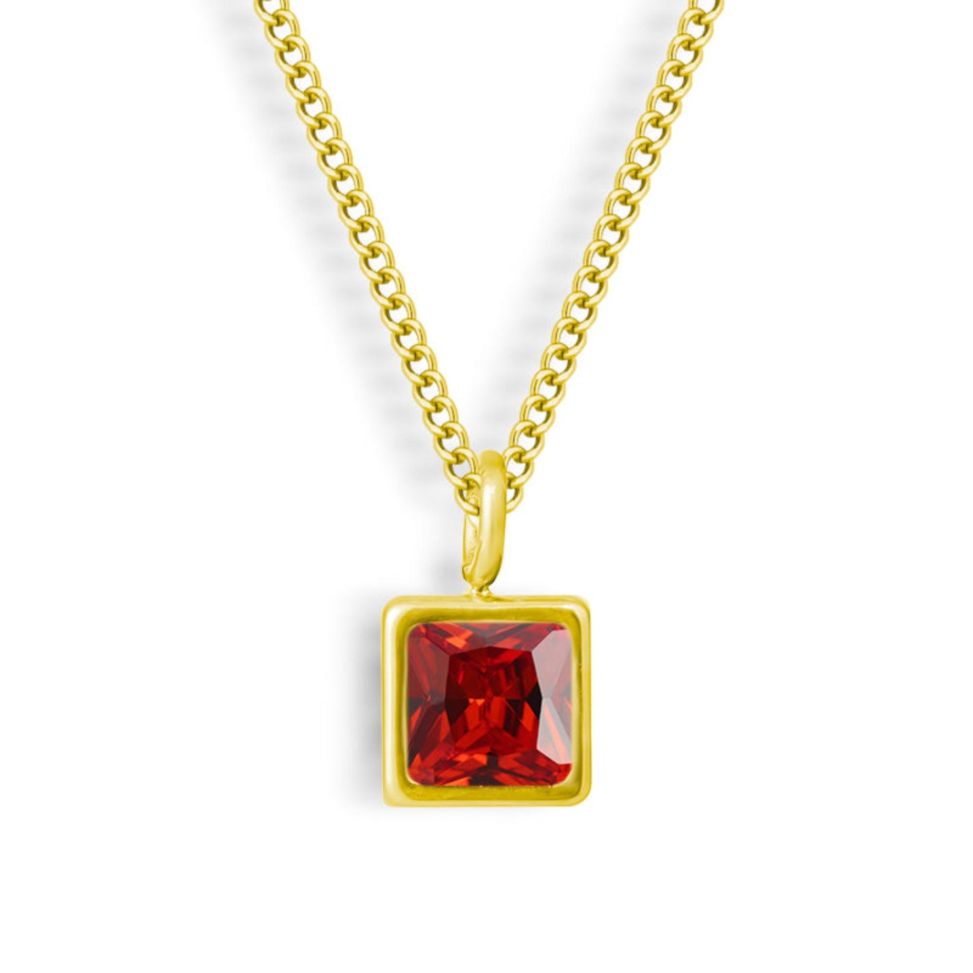 Square-Cut Stone Ring with Gold-Tone Band and Geometric Design
