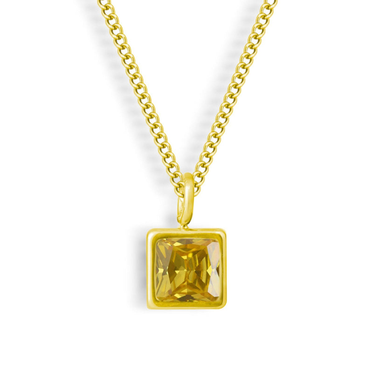 Square-Cut Stone Ring with Gold-Tone Band and Geometric Design