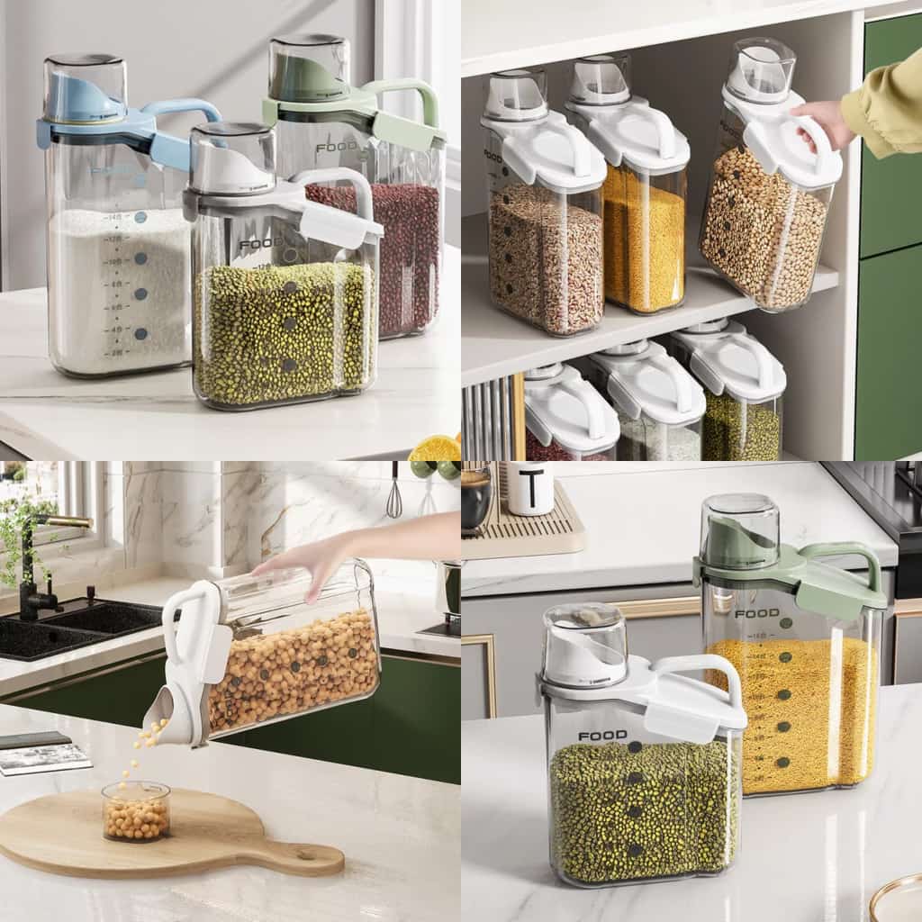 Clear Acrylic Cereal Storage Container with Airtight Seal and Stackable Design, 2.5L