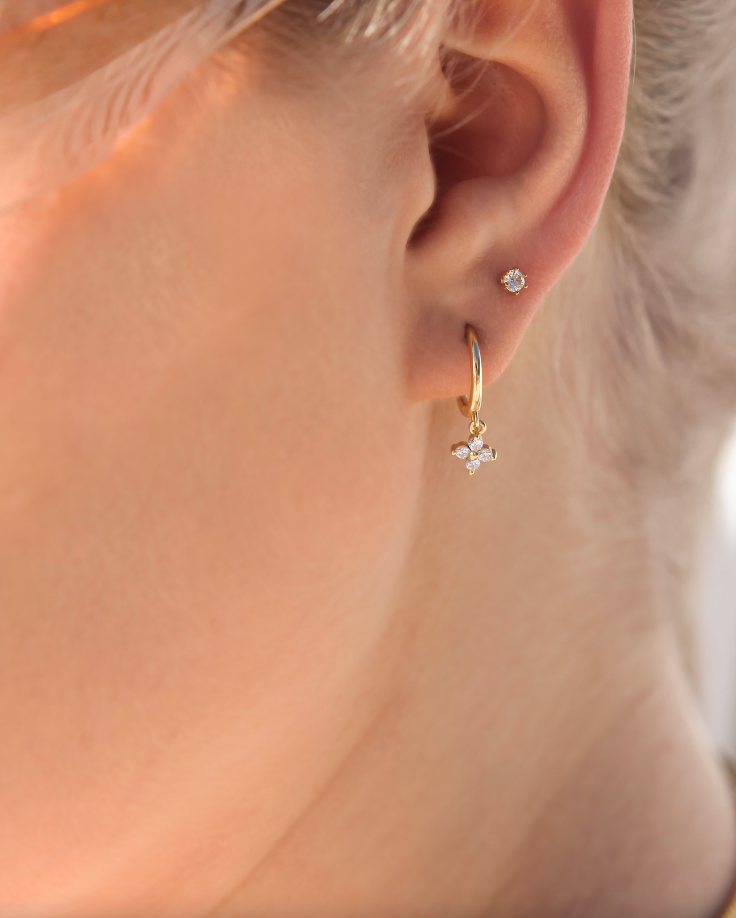 Cubic Zirconia Stud Earrings with Hypoallergenic Stainless Steel and Gold or Silver Finish