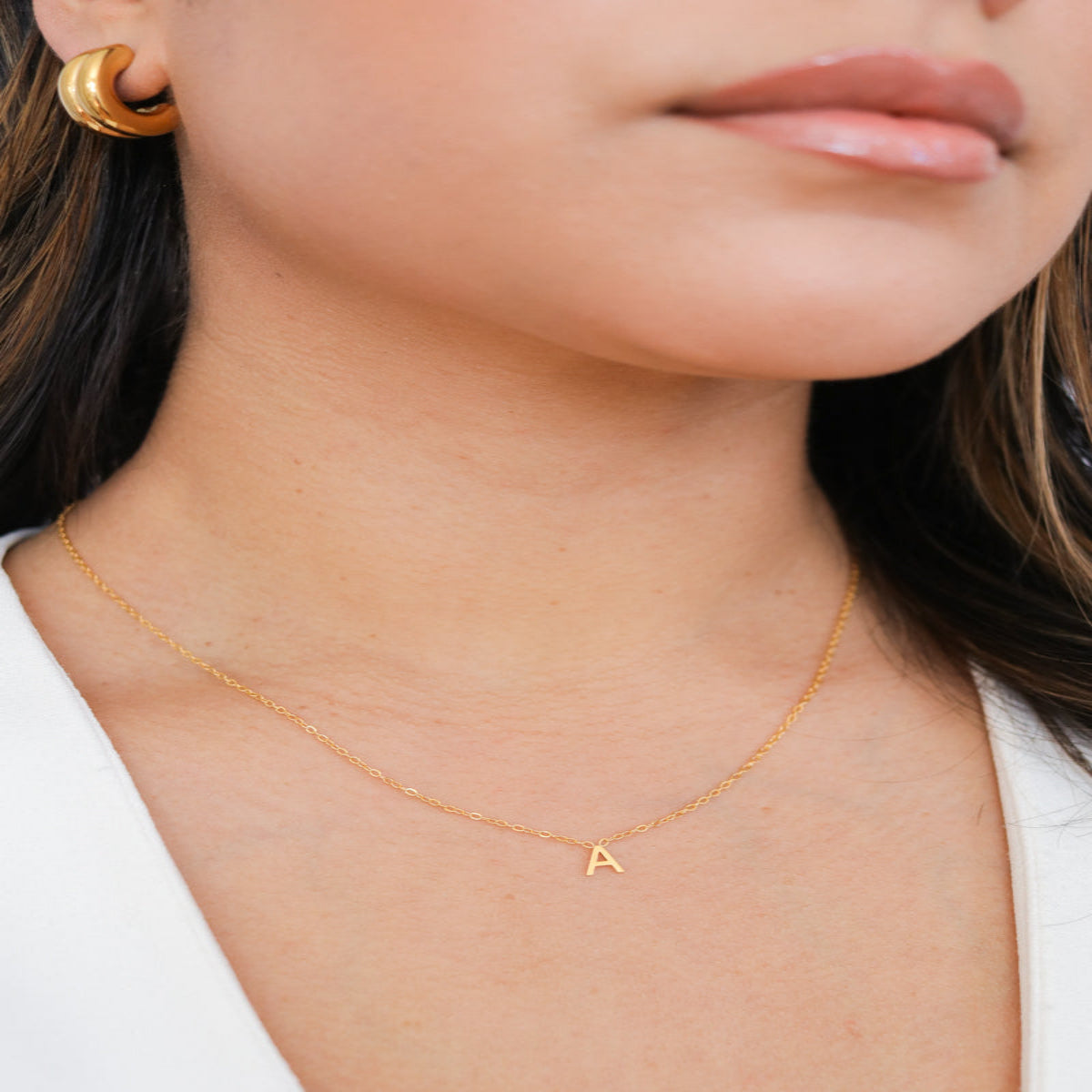 Personalized A Pendant Necklace with 18K Gold Plating and Adjustable Chain