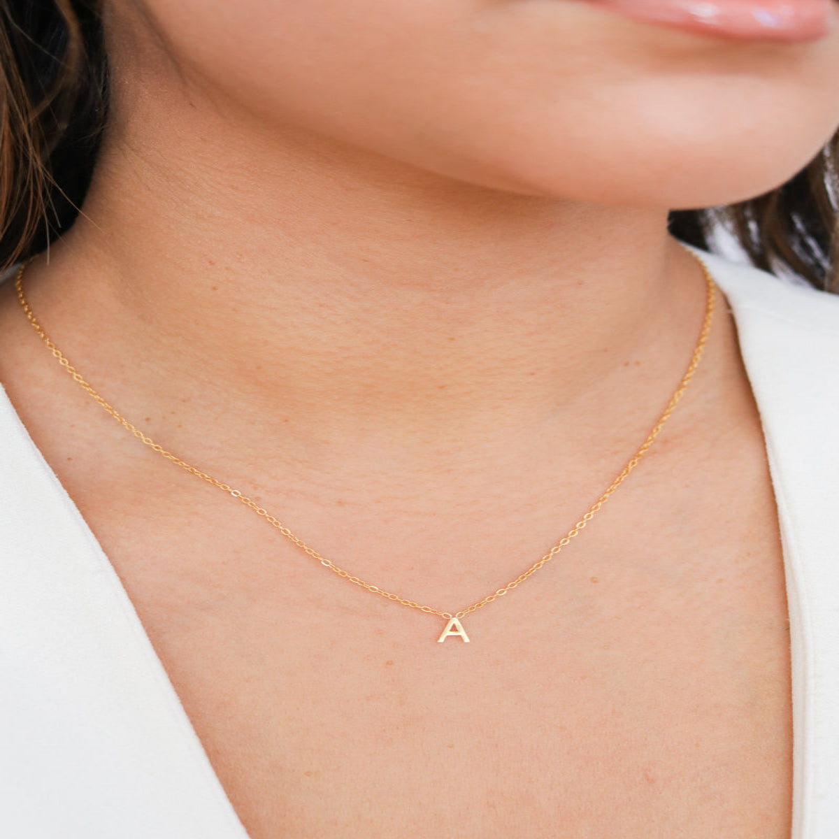 Personalized A Pendant Necklace with 18K Gold Plating and Adjustable Chain