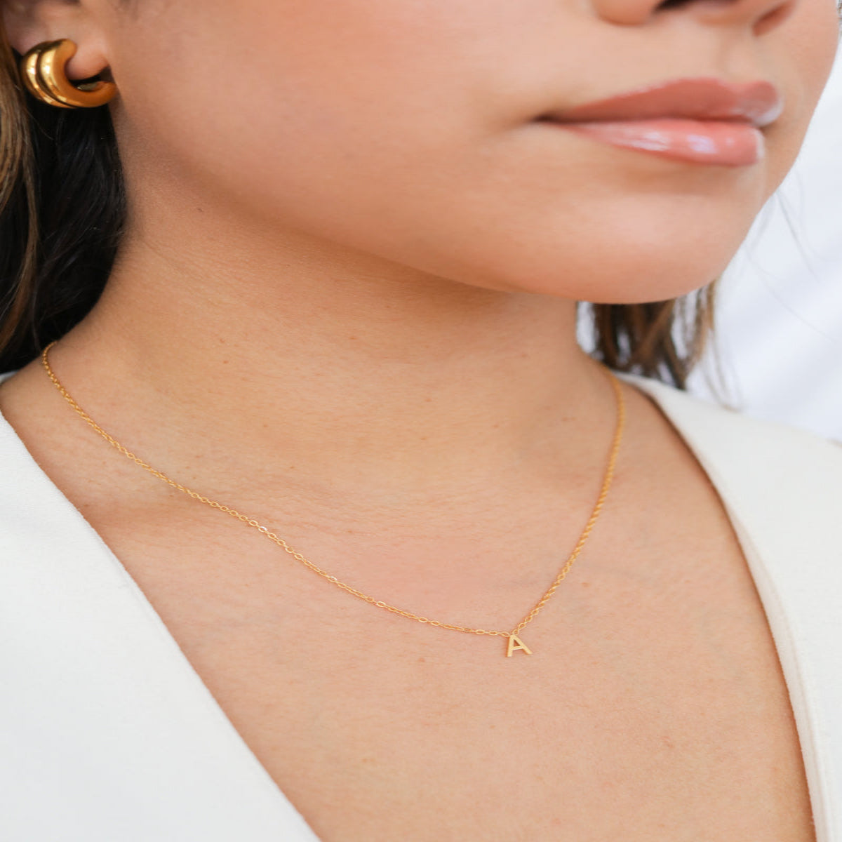 Personalized A Pendant Necklace with 18K Gold Plating and Adjustable Chain