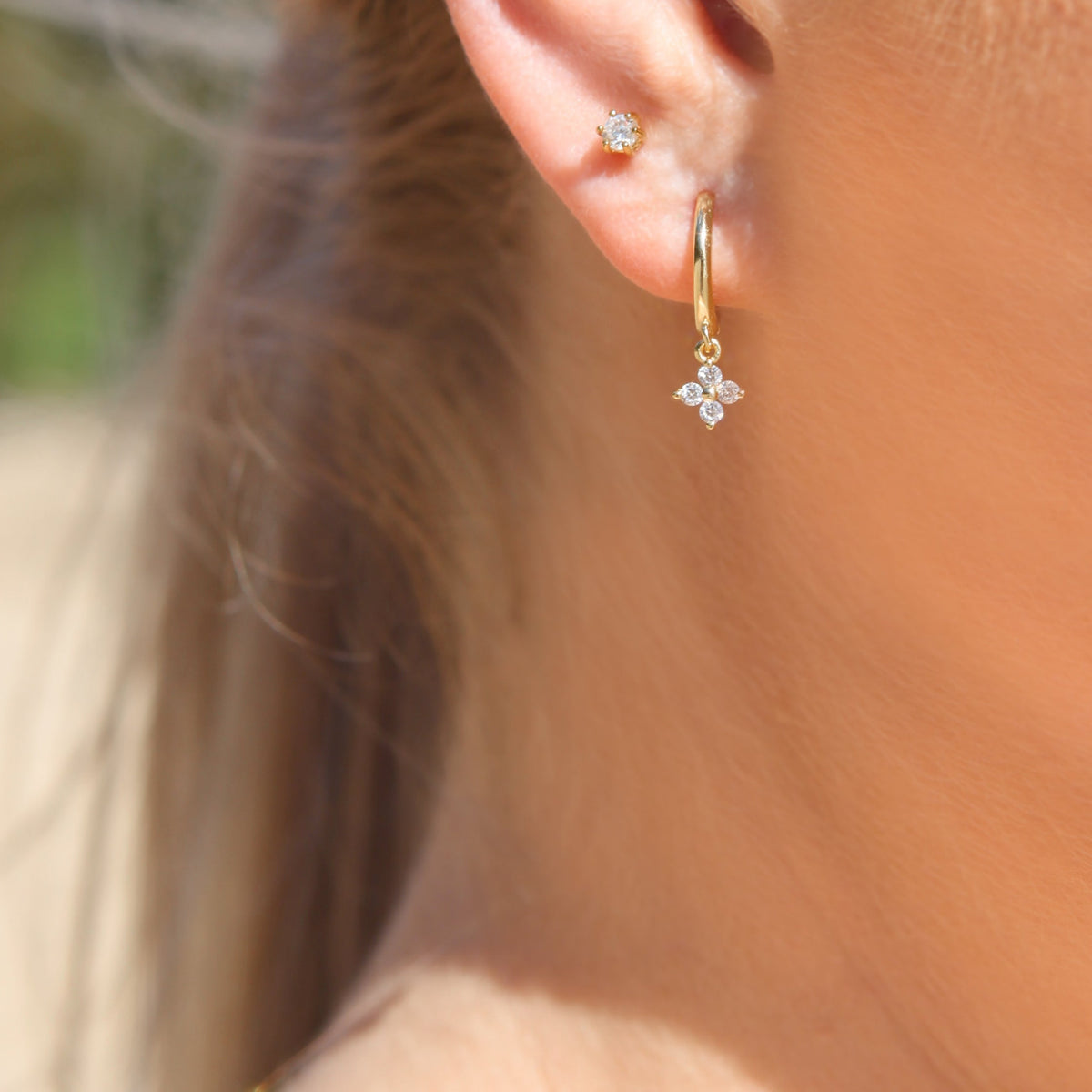 Cubic Zirconia Stud Earrings with Hypoallergenic Stainless Steel and Gold or Silver Finish