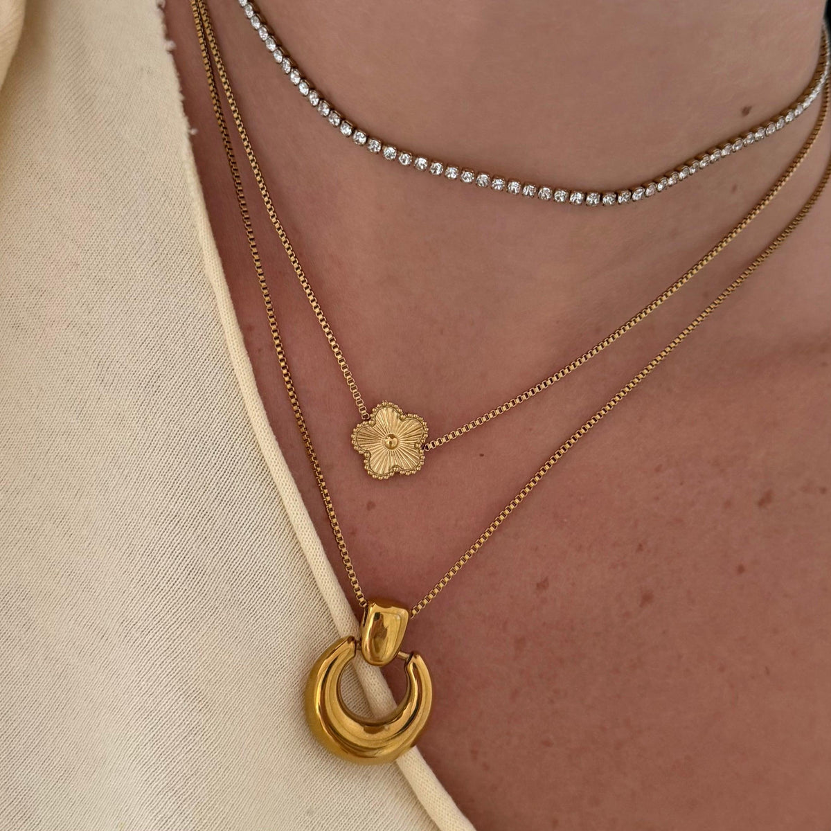 Flower Pendant Necklace with Delicate Chain for Layering