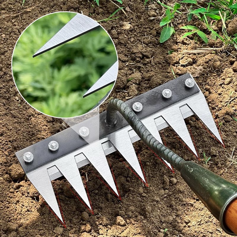 Interchangeable Carbon Steel Rake Head with Detachable Mounting System and Multiple Tooth Options