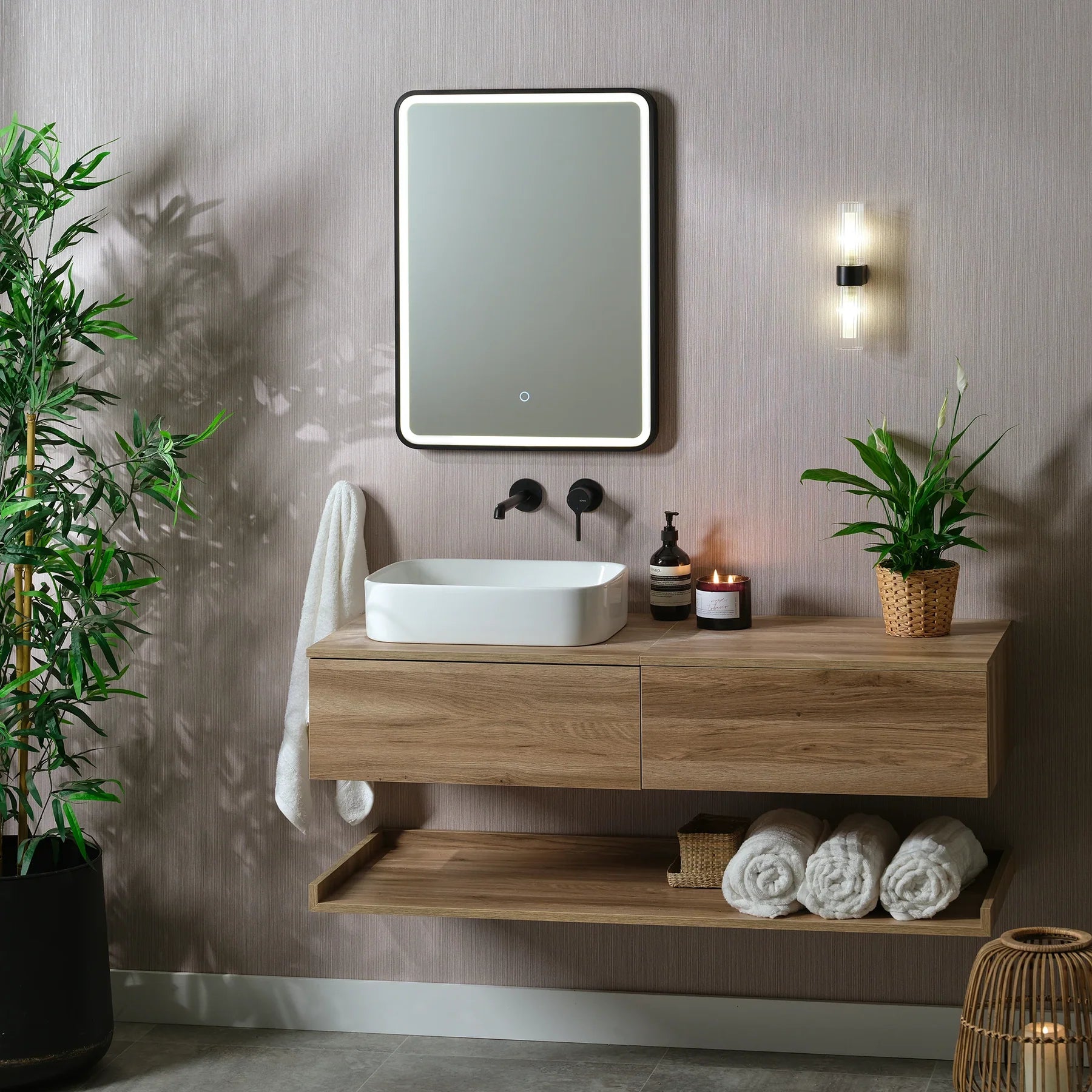 Rectangle LED Mirror, Adjustable Lighting, Bathroom Vanity