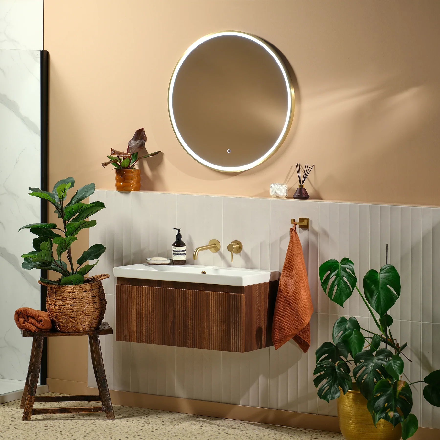 LED Illuminated Mirror, Round, Bathroom Vanity