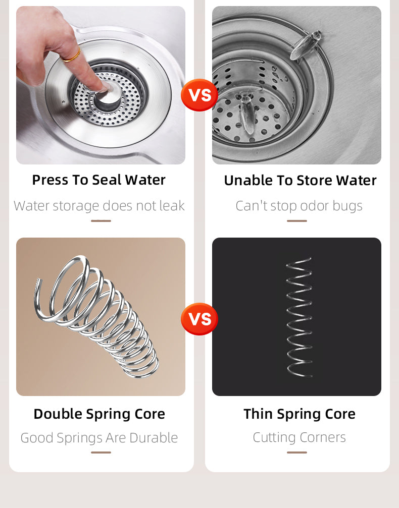 Pop-Up Sink Drain Strainer with Stainless Steel Basket and Brass Spring