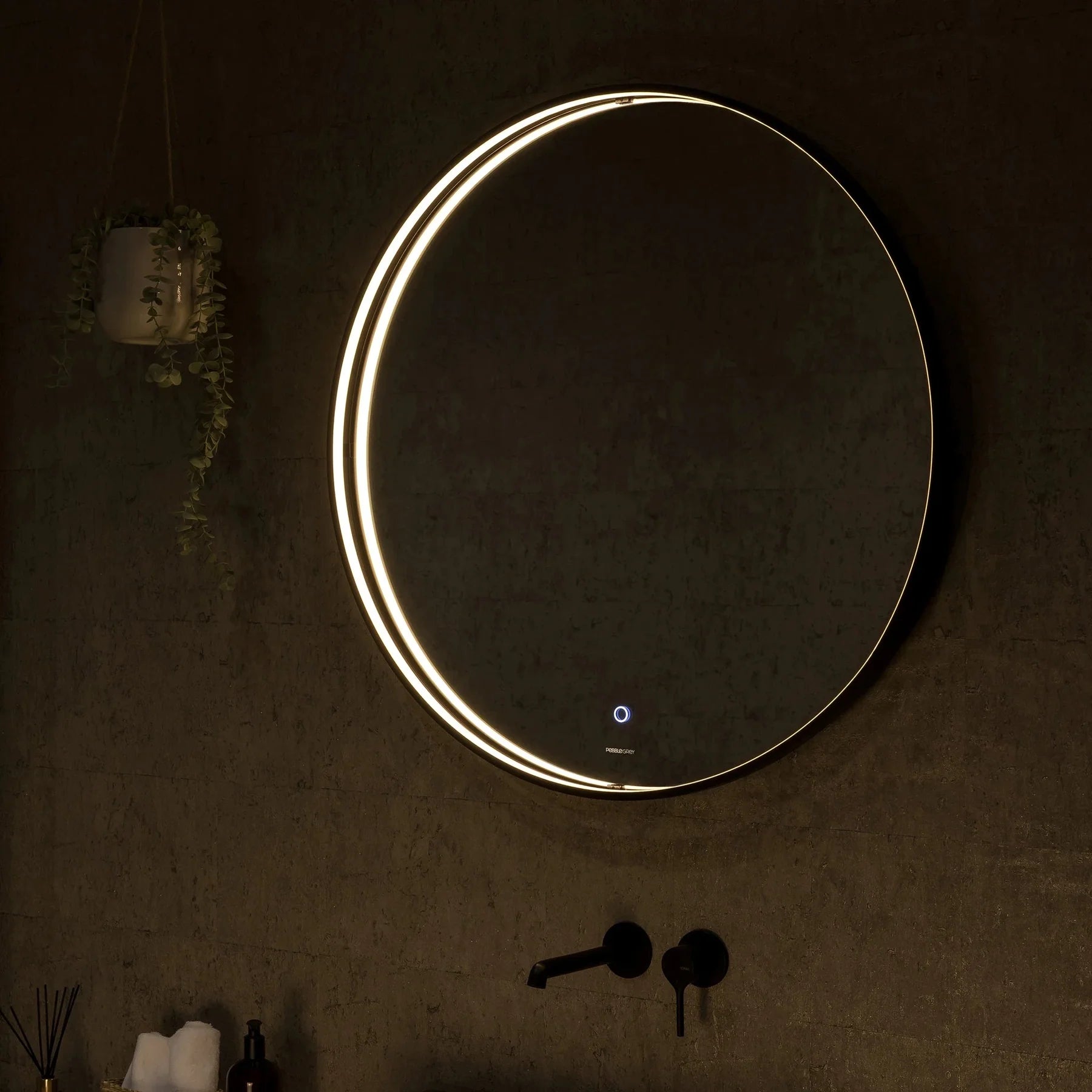 Round LED Bathroom Mirror, Soft Diffused Light, Vanity