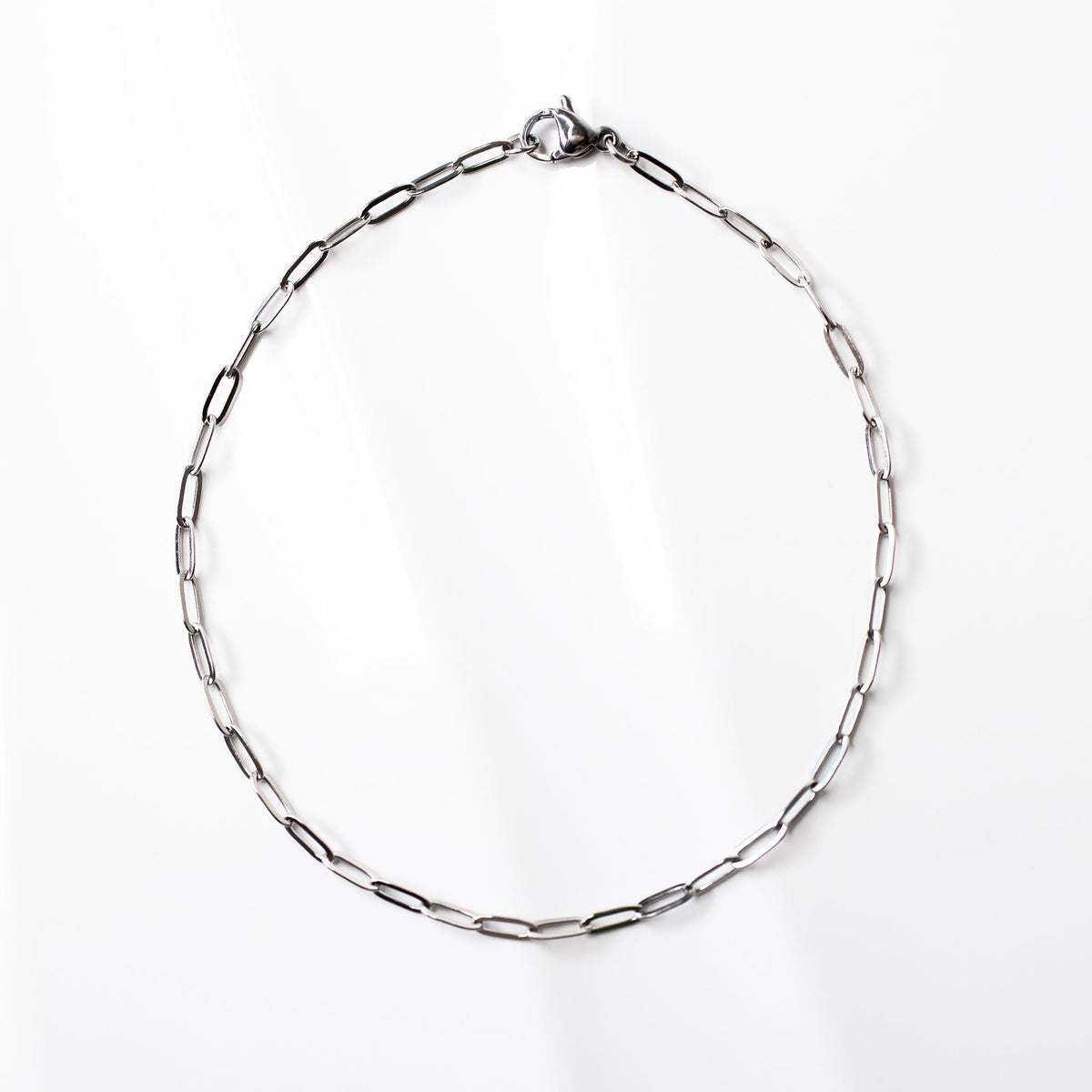 Stainless Steel Paperclip Chain Anklet with Oval Links and PVD Finish