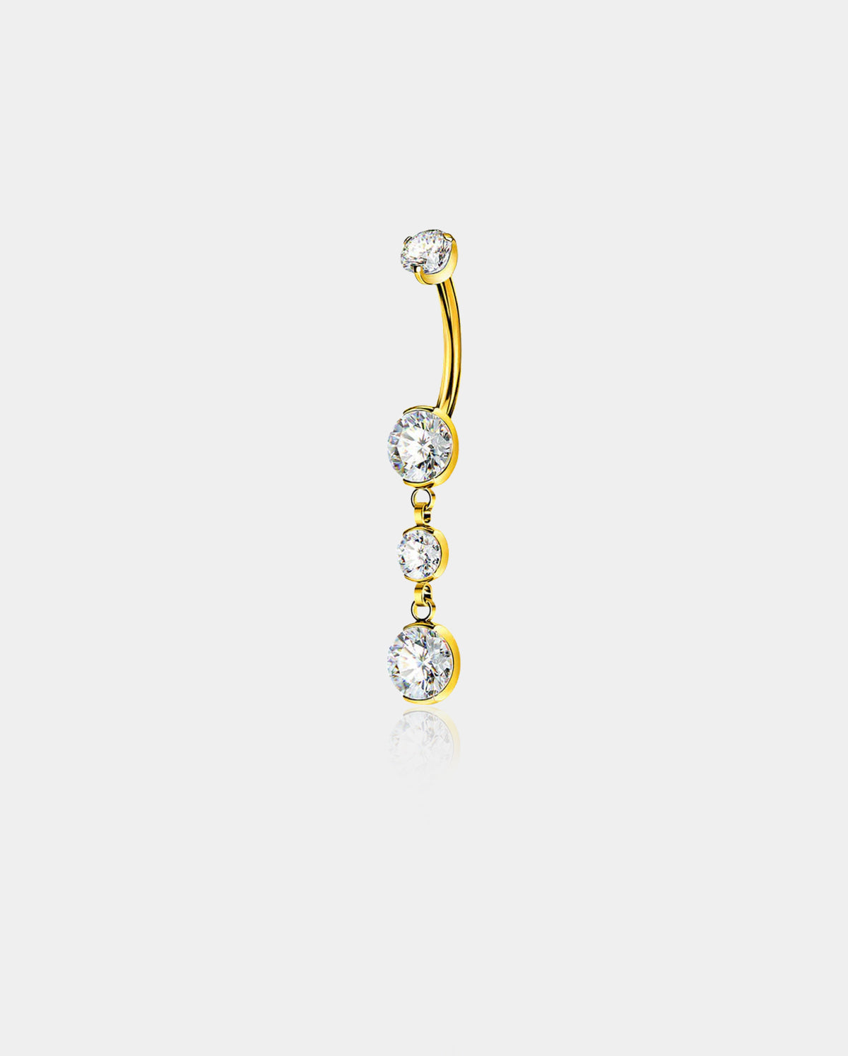 Titanium Belly Button Ring with Cubic Zirconia Dangle and Internal Threading