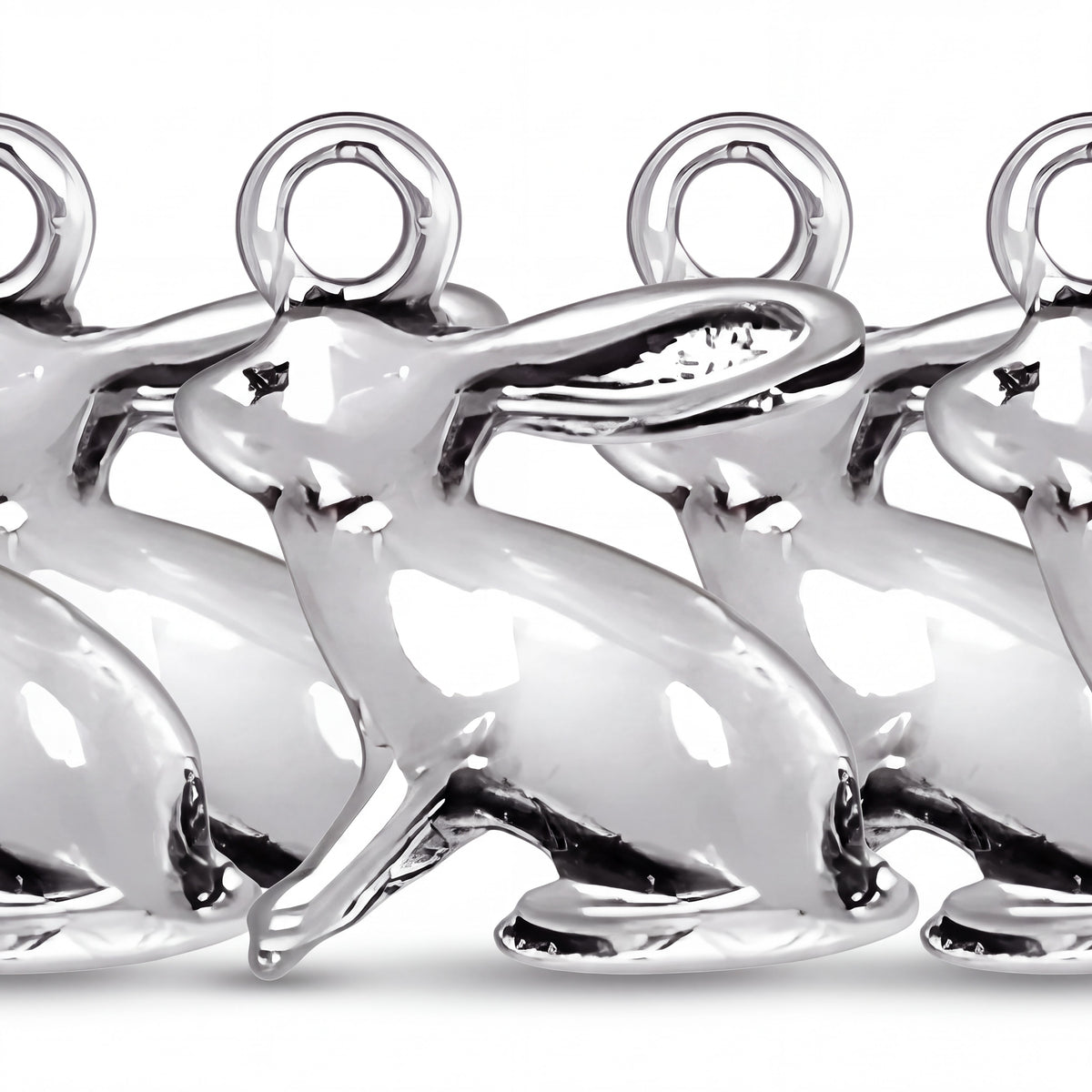 Rabbit Charm in .925 Sterling Silver with Jump Ring Attachment